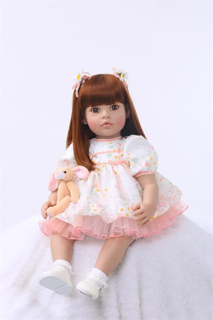 

NPK DOLL baby reborn Silicone dolls, lifelike doll reborn babies for Children's toys 24inch 60cm The pink clothes doll