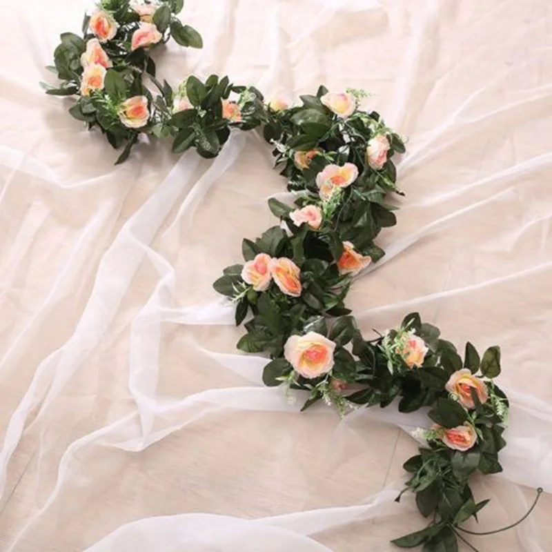

Artificial Rose Garland Silk Florals Fake Vine Ivy Wedding Party String Hanging