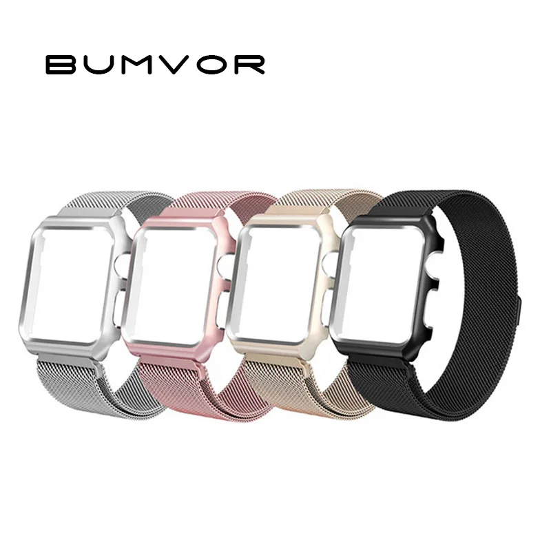 BUMVOR Milanese Loop Link Браслет Нержавеющая сталь ремешок для Apple Watch 42mm 38 мм браслет 40 44