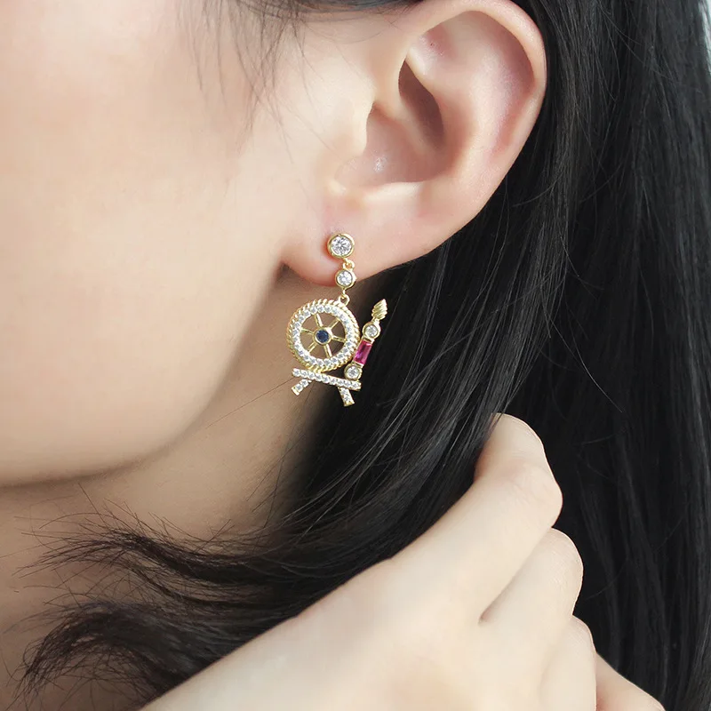 

WKOUD EAM Jewelry / 2018 New Fashion Temperament 925 Silver Micro-inlaid Zircon Spinning Earrings Women's Accessories S#R95008