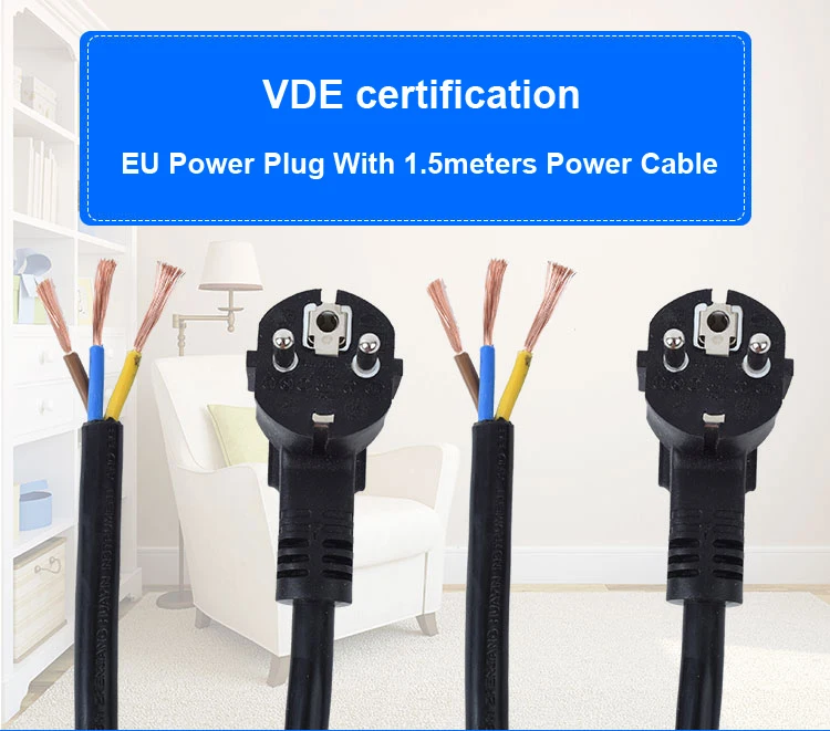 ЕС Plug Мощность шнур VDE AC 1,5 M трансформатор Питание Вход Расширение Кабель ПВХ 3 провода светодиодный освещения Электроника расширить провода