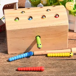Бесплатная доставка Детские деревянные магнитные Рыбалка насекомых игры, гусеница форма соответствия, детское образование деревянная