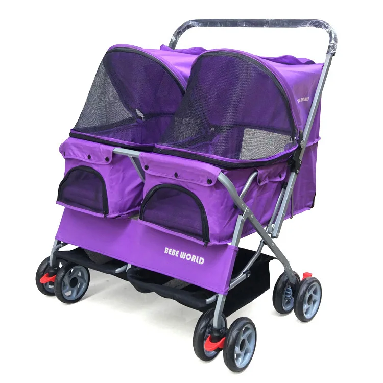 

Two-seat pet stroller double sleeping bed car ultra-light folding removable washable cat dog widening care out pet car