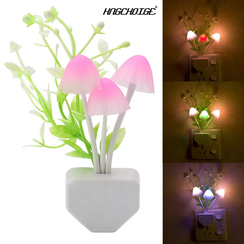 

HNGCHOIGE Novelty US Plug Night Light Induction Dream Mushroom Fungus LED Lamp 3 LEDs Mushroom Lamp led night lights Luminaria