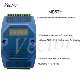 

SHT10/11 5-way Multi-channel Temperature and Humidity Acquisition Module Communication RS485 Modbus RTU MB5TH