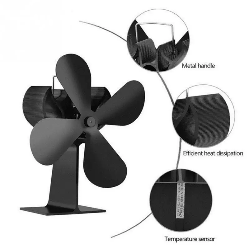 

New arrival 203CFM aluminum alloy 4 Blades Wood Heater Eco Fan Stove Fireplace Fire Heat Powered Circulating Fan