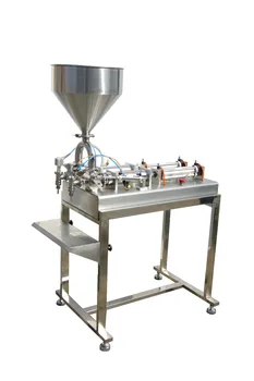 

(Free Shipping) Compact double-head Paste Filling Machine with Table (piston two-head filler for cream, jam, sauce, grease)