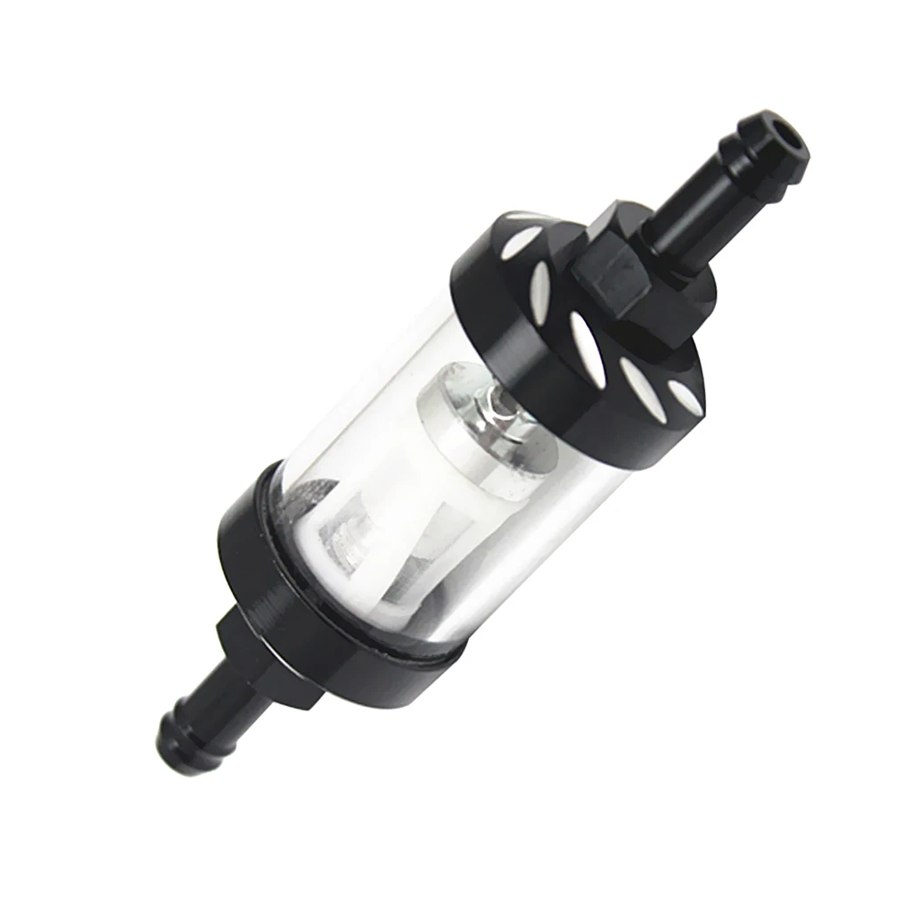 Universal 8mm Glass Oil Cleaner Inline Petrol Gas Fuel Filter for Motorcycle Pit Dirt Bike ATV Motorcycle Accessories Black