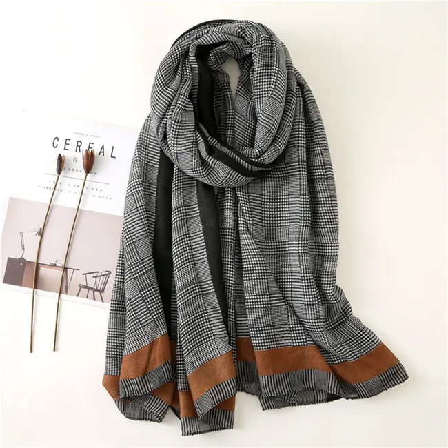 New Design Plaid Striped Viscose Shawl Scarf Women High Quality Printe Pashmina Stole Bufandas Mujer Muslim Hijab 180*90Cm - Цвет: 1