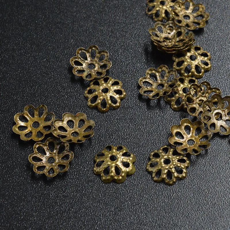 50pcs Loose Beads Caps End Caps Filigree Bead Caps Metal Findings
