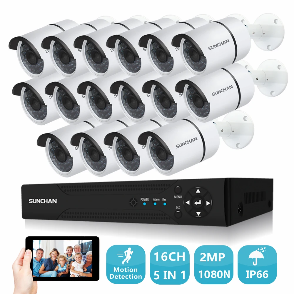 

SUNCHAN 16CH Surveillance System 16 1080P SONY IMX323 Outdoor Security Camera DVR Video Surveillance iPhone Android Remote View
