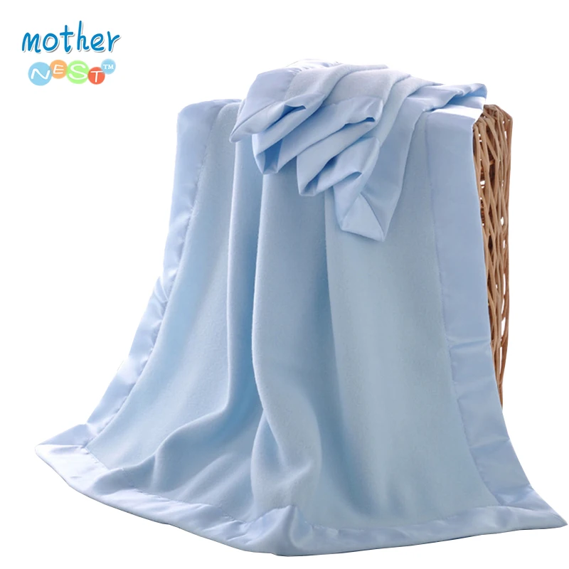 Mother Nest Soft Baby Blankets Satin Trim Double Layer Fleece Fabric