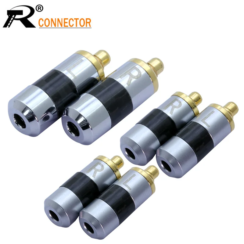 

2Pcs/1Pair Enthusiasts Jack L/R MMCX Black/Silver Earphone Pin Plug For Shure ED5 SE535 Gold Plated Connector with 2mm wire hole