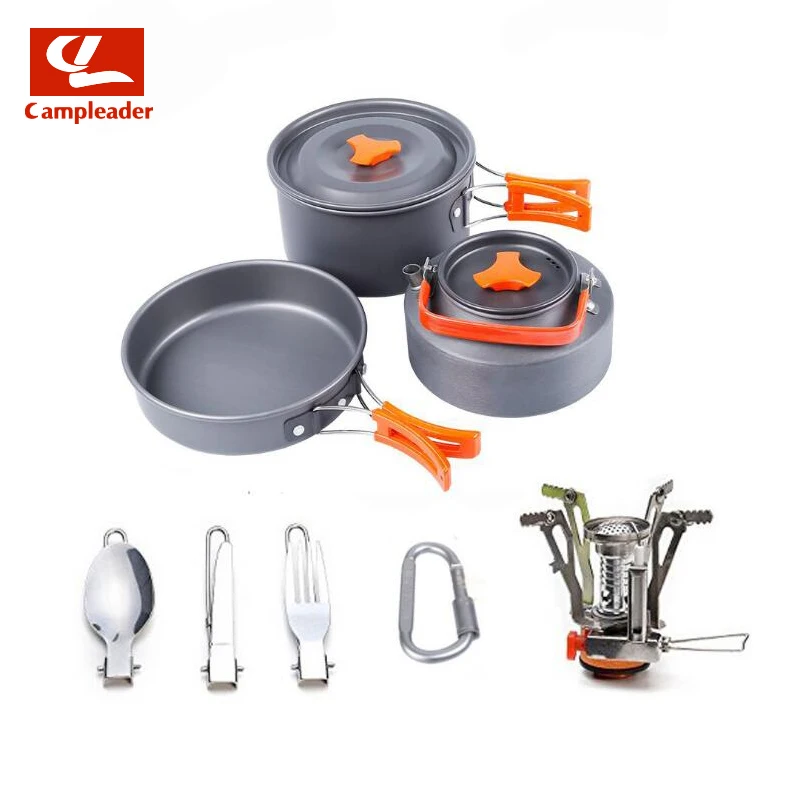 

Portable Cookware Set with Teapot Grill Cookware 2-3 Outdoor Camping Tableware Outdoor Cookware Set CL314