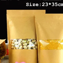 Водостойкие Вощеные коричневые крафт-бумажные пакеты, бумажный ziplock мешок, зубчатый ziploc мешок для хранения, сушеные пищевые бобы 23*35 см 20 шт