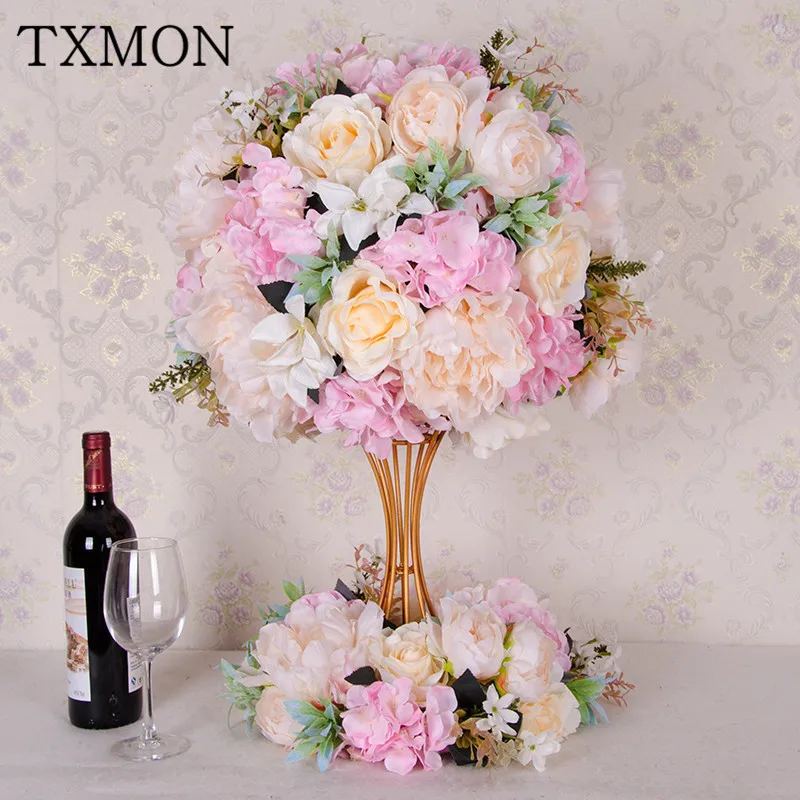 

Simulation silk flower wrought iron dining table table flower wedding stage T platform road props hotel window decoration
