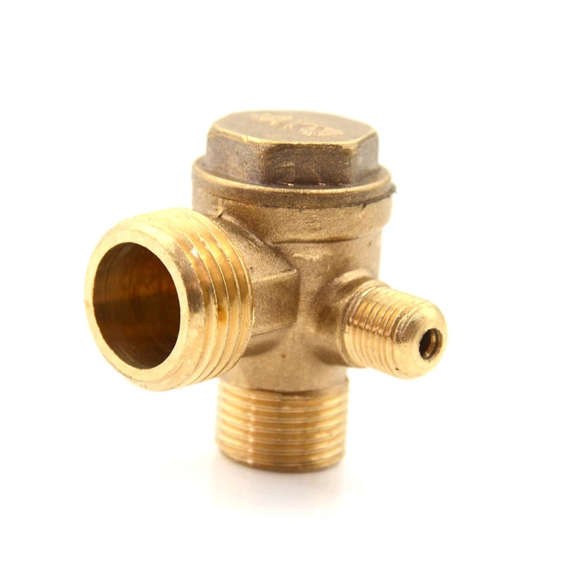 1PC Air Compressor Check Valve Male Thread 3 Way Metal Air Compressor