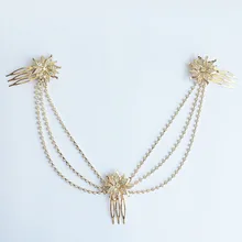 SLBRIDAL сплав хрустальные стразы цветок свадебный гребень для волос Головные уборы головные уборы Свадебные аксессуары для волос головная повязка подружки невесты