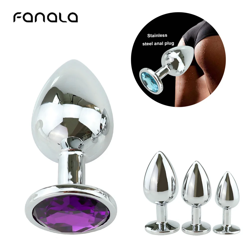 FanaLa Small Size Metal Anal Plug Stainless Steel Butt Jewelled Booty Bead Diamond Sex Toys for Women Men Gay Couple Dildo | Красота и