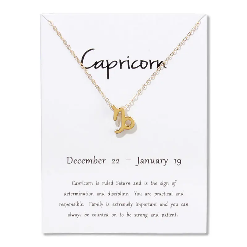 Модный Скорпион 12 созвездий ожерелье кулон Овен рыбы Дева весы Козерога подарок на день рождения с белым ожерелье с картой - Окраска металла: Capricorn