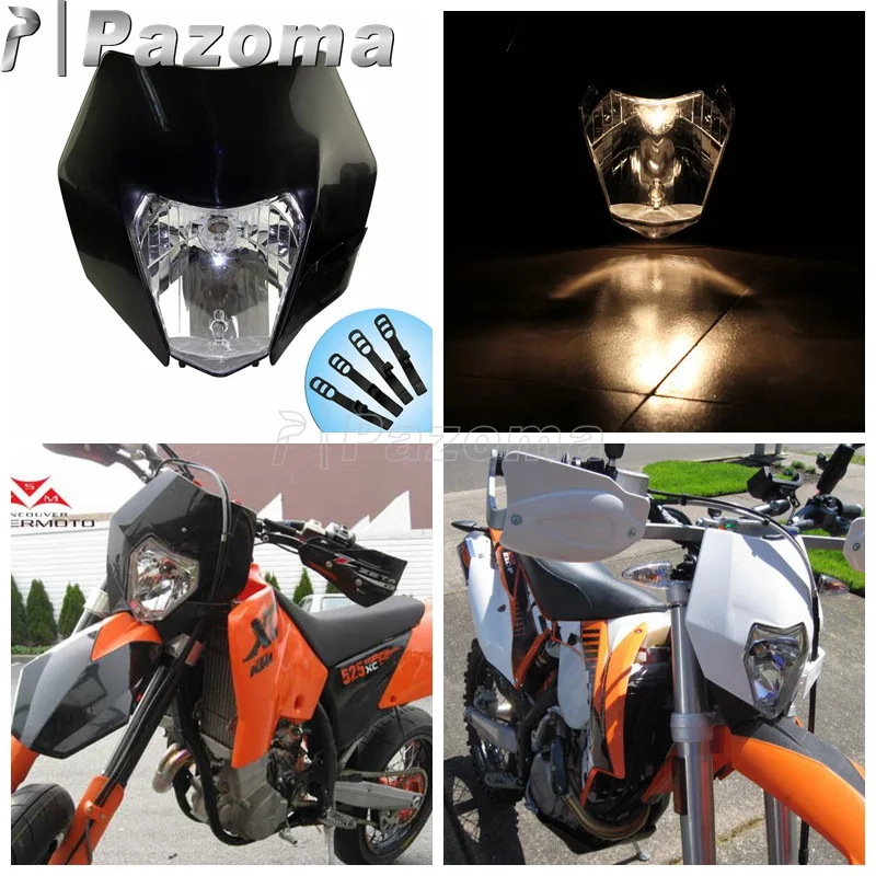 

Supermoto Black Headlights Off Road Headlamp Motocross Dual Sport for Honda Yamaha Suzuki DRZ