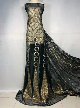 

Nigerian Tulle Lace Sequins Fabric Green High Quality African Sequin Lace Fabric New African Guipure Lace Fabric 2018 champagne