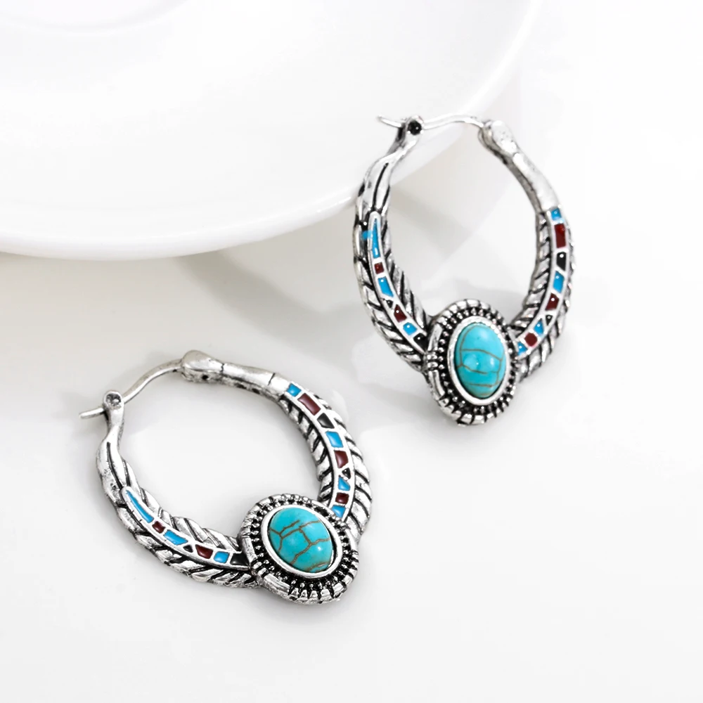 

New Boho Hook Earring Natural Stone Women Vintage Handmade Fashion Jewelry Wedding Engagement Gifts Oorbellen Brincos Mujer