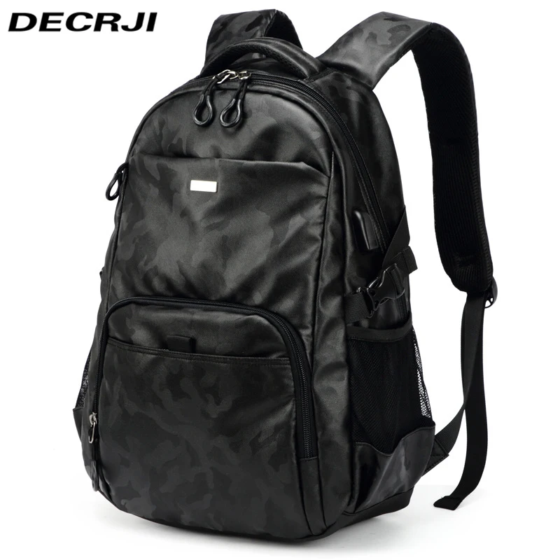

DECRJI USB Charging Waterproof Backpack Men Casual Travel Computer Backpack Large Capacity Student Oxford School Bags Rucksack