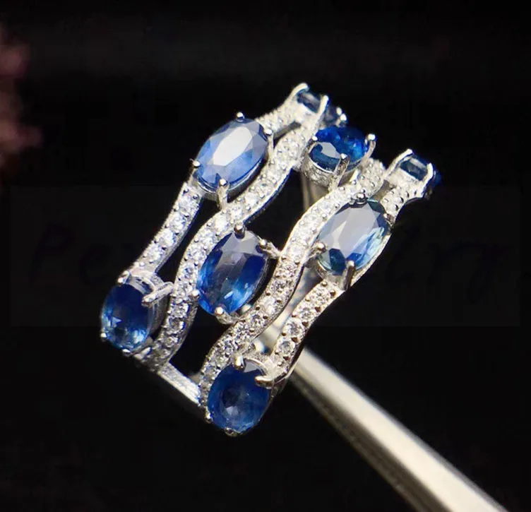 Сапфировое кольцо,, натуральные кольца с голубым сапфиром, серебро 925 пробы, 0.35ct* 8 шт, драгоценные камни для мужчин или женщин# BG18081718