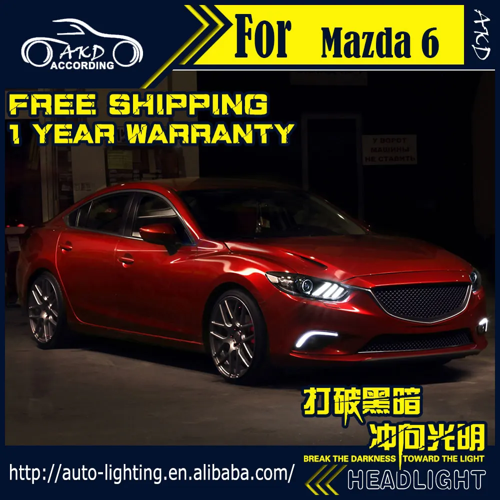 

AKD Car Styling Head Lamp for Mazda 6 Atenza LEDHeadlight Mustang-Design LED DRL H7 D2H Hid Option Angel Eye Bi Xenon Beam