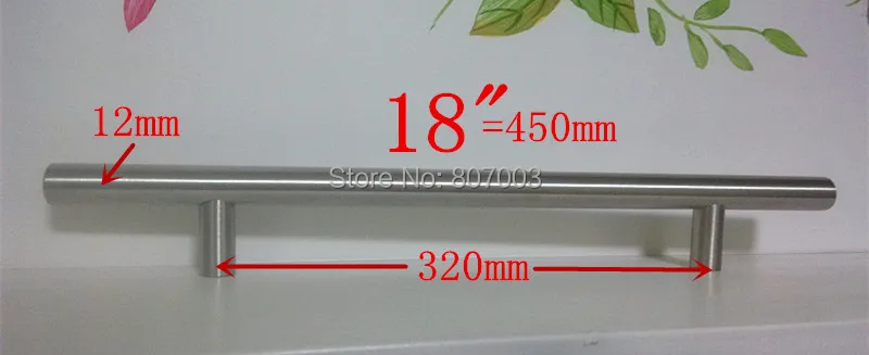 20 шт./лот диаметр 12 мм нержавеющая сталь дверца кухонного шкафа Т Бар Ручка "~ 24"