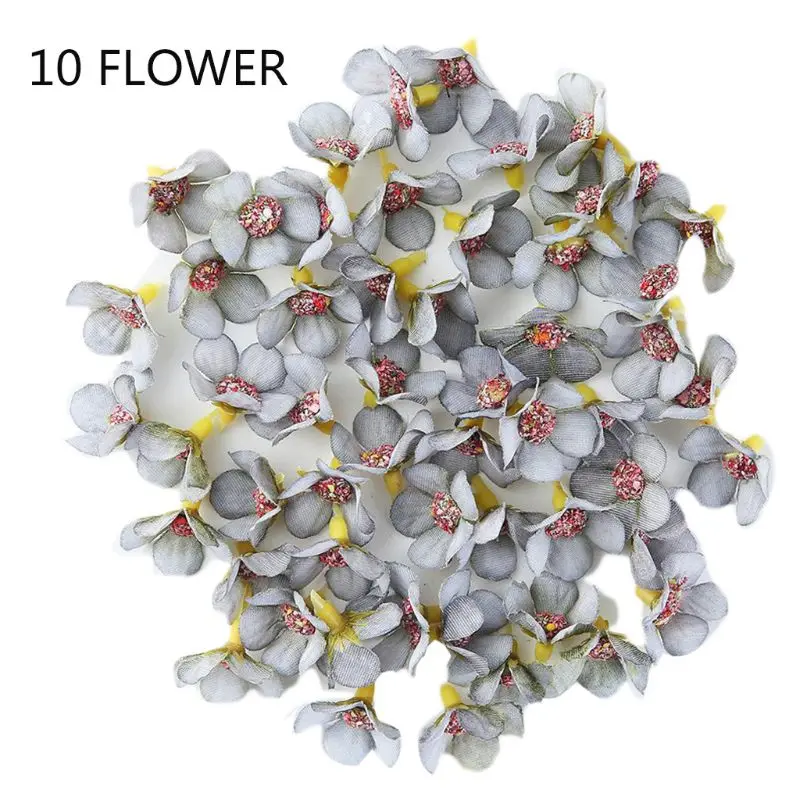 10Pcs/Set 2cm Multicolor Mini Artificial Daisy Flower Heads Sunflower For Wreath DIY Scrapbooking Wedding Party Decoration - Цвет: Grey