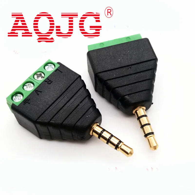 10pcs 3.5mm 4 Poles Stereo Male Plug to Video Screw AV Balun 4 Pin