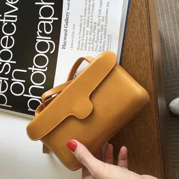 

Bags for women handbag designer Korean version of the new retro texture foreign small square bag wild solid color flip PU
