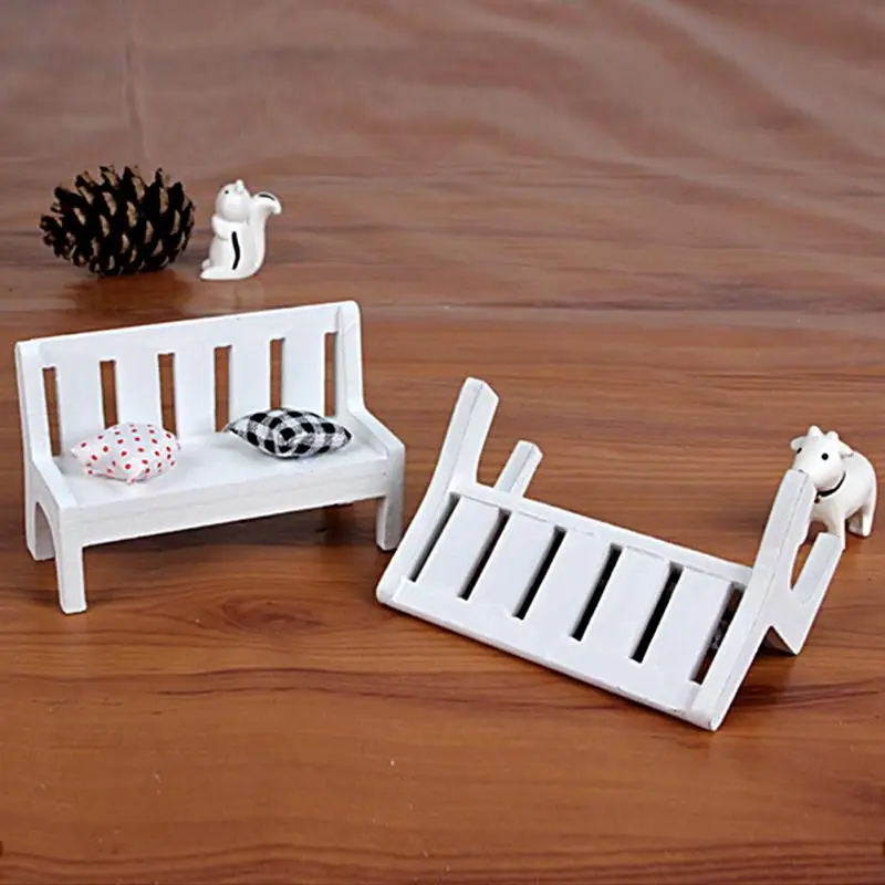 Современный простой миниатюрный Деревянная Скамья подушки малыш кукольный домик домашний сад мебель орнаментом аксессуар 10,5*5*7 см