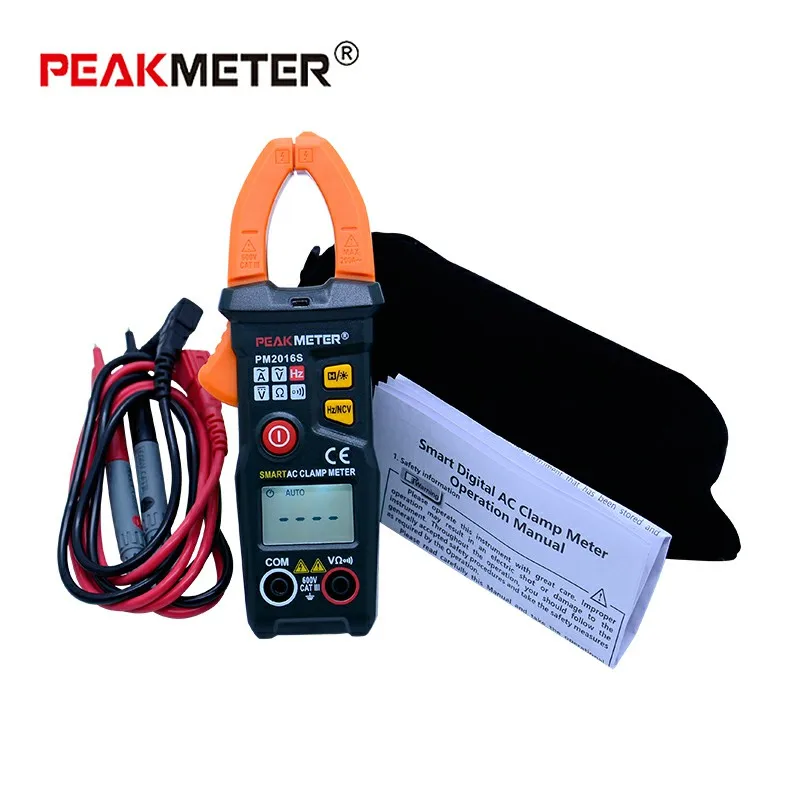 PEAKMETER PM2016S умный мини цифровой AC клещи мультиметр с сопротивлением частоты удержания данных NCV тестер