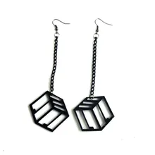 Women Club Fashion Jewelry Accessories Punk black Acrylic Big Long Letter Earrings Hip Hop Piece
