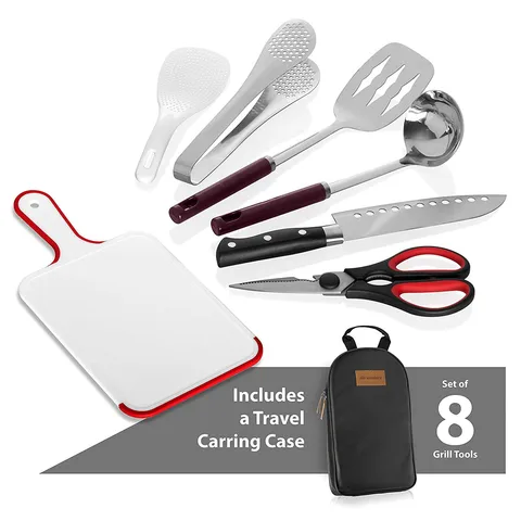 Panelas de Acampamento Conjunto com Caixa Resistente à Água Placa de Corte Cozinha Utensílio Organizador Viagem Arroz Pinças Tesoura Kinfe pá