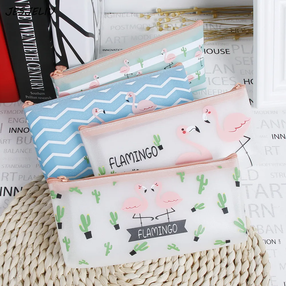 

Flamingo Love Cactus Silicone Waterproof Pencil Bag Stationery Storage Organizer Case School Supply Student Prize