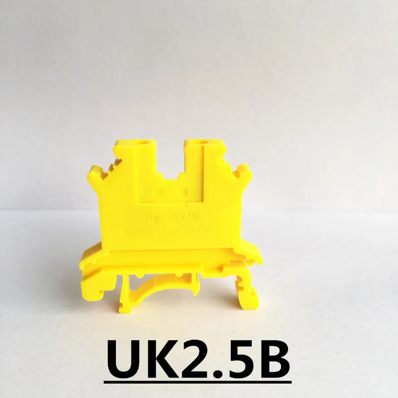 10pcs Yellow Color Terminal Blocks Uk2.5b Din Rail Wiring Board
