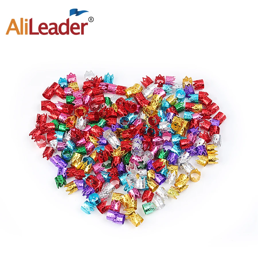 AliLeader 50/100 шт. металлическое кольцо для волос дреды бусины короны манжеты косички