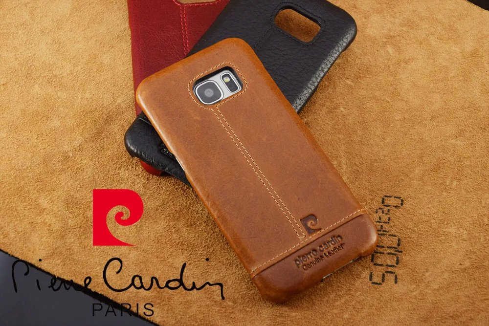 Pierre Cardin Case For Samsung Galaxy S7 S7 Edge Luxury Genuine Leather Hard Case Back Cover