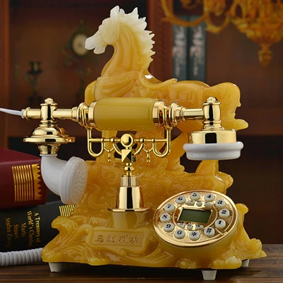 Модный стационарный телефон в европейском стиле, античный стационарный телефон в винтажном стиле для дома и офиса, telefono fijo antika - Цвет: Цвет: желтый