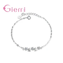 Минималистский 5 со звездочками для девочек браслет топовая 925 пробы Серебряная цепочка на руку женский Обручение украшения Циркон браслет