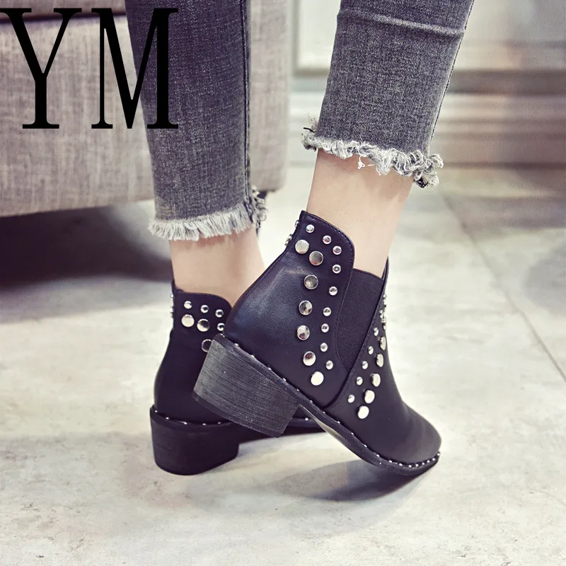 Size35 Venta Punta Martin Remaches Para Cm Nueva Estrecha Tacones Las De Moda 40 Cuero Casuales Bota Negro 018 5 Tobillo 5 Botas Mujeres Caliente BTqWdRd