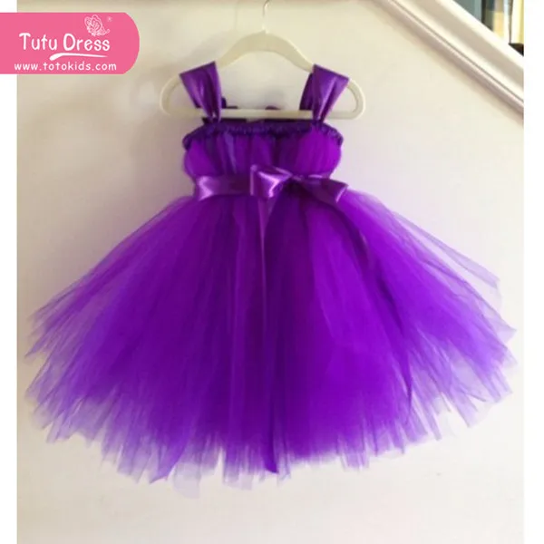 Purple Color Ball Gown Kids Dress Flower For Weddings Empire Waist ...