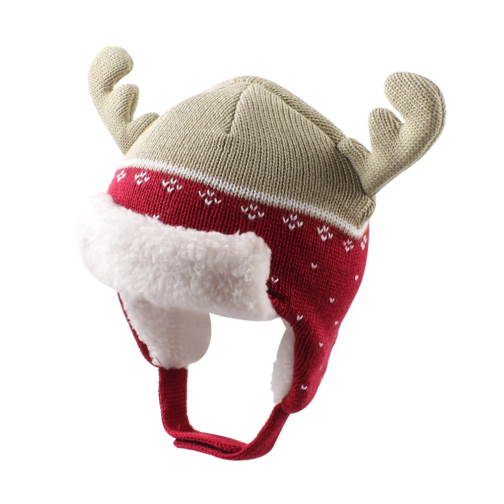 Elk Christmas Baby Hat Cartoon Winter Baby Beanie Knit Warm Boy Hat Fleece Lined Cute Toddler Girls Beanie Baby Boys Clothing (10)