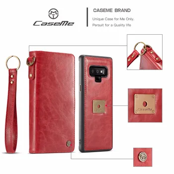 

Case for Samsung Galaxy Note 9 with Wrist Strap Wireless Charging Flip Wallet Magnetic 2 in 1 Purse Phone Detachable Case