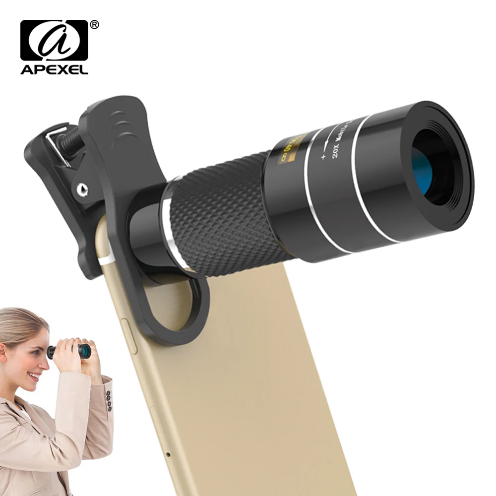 Монокулярный телескоп APEXEL Optic 20X мини-объектив для iPhone X 7 8 plus Samsung другого