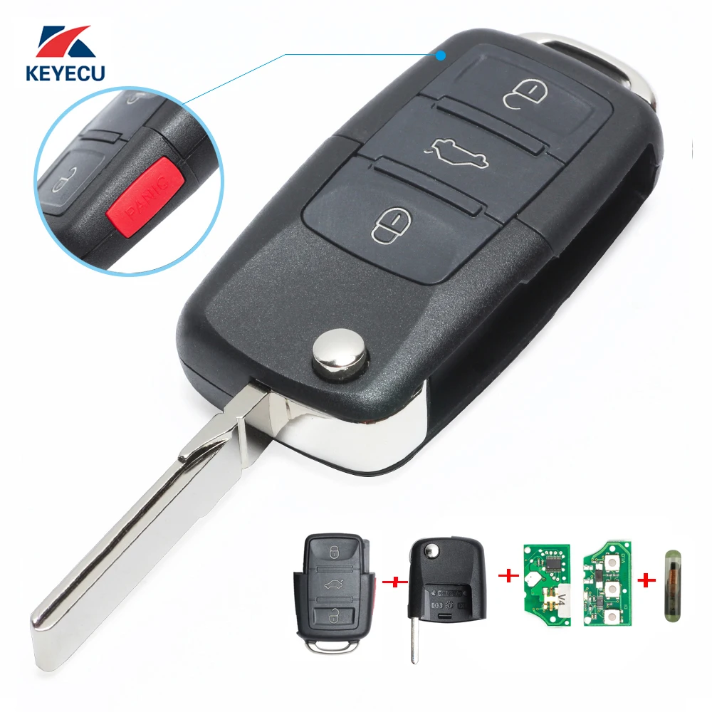 KEYECU Replacement Flip Remote Car Key Fob 315MHz ID48 for VW